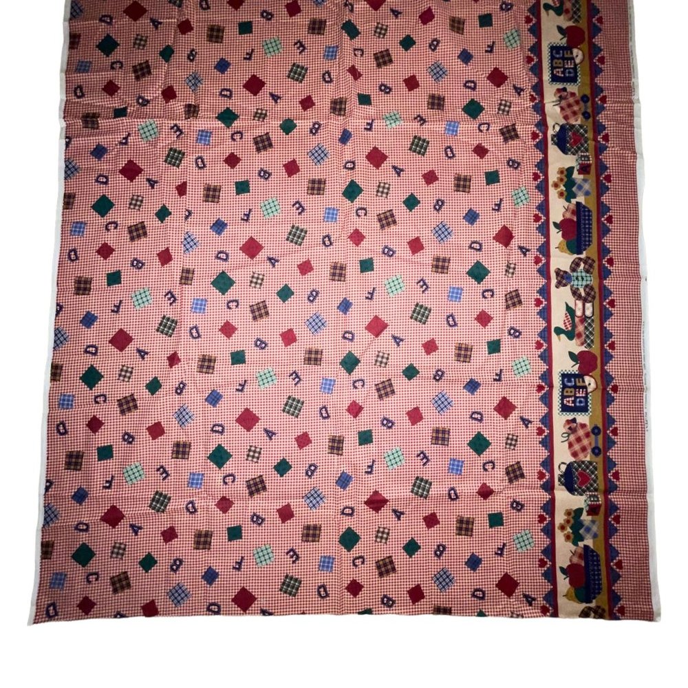 New Cranston Print Works VIP Teacher 2 Yards Fabric Material ABCs Gingham Class